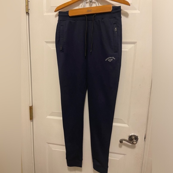 Navy blue sweatpants Medium fits perfectly front with signature logo and label - Picture 1 of 16